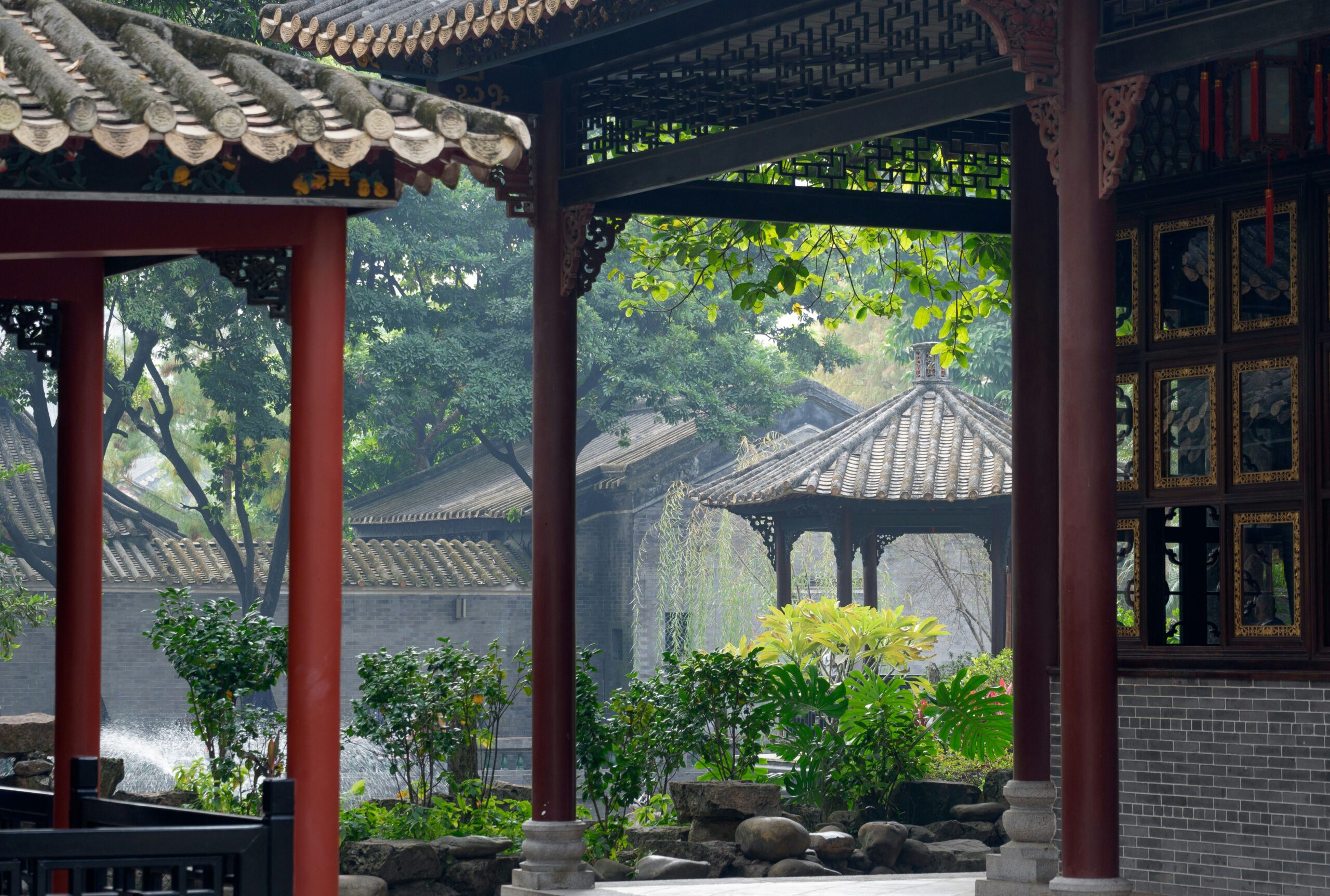 una mañana tranquila en una casa en china